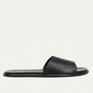 THE ROW Canal Slipper Leather Slides in Black Size 39 / US 9
